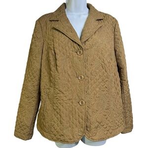 RQT Petite Lightweight Quilted Button Up Jacket Women's Size PL Brown